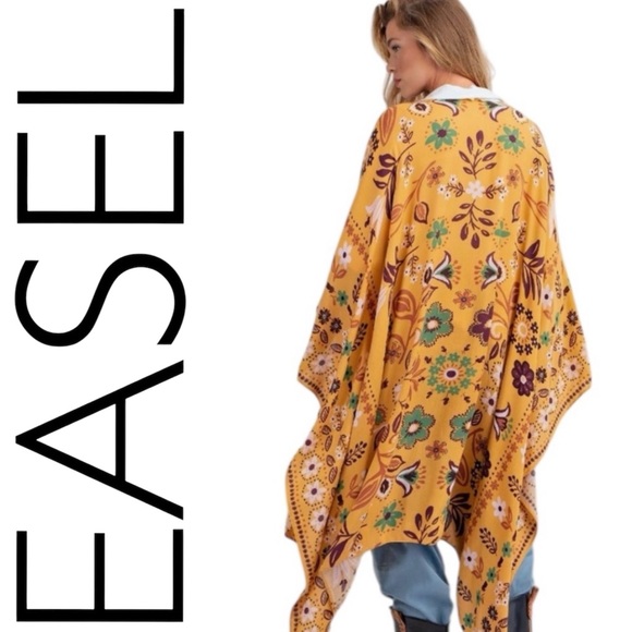 easel Jackets & Blazers - 962: EASEL NWT KIMONO MUSTARD (R2G)